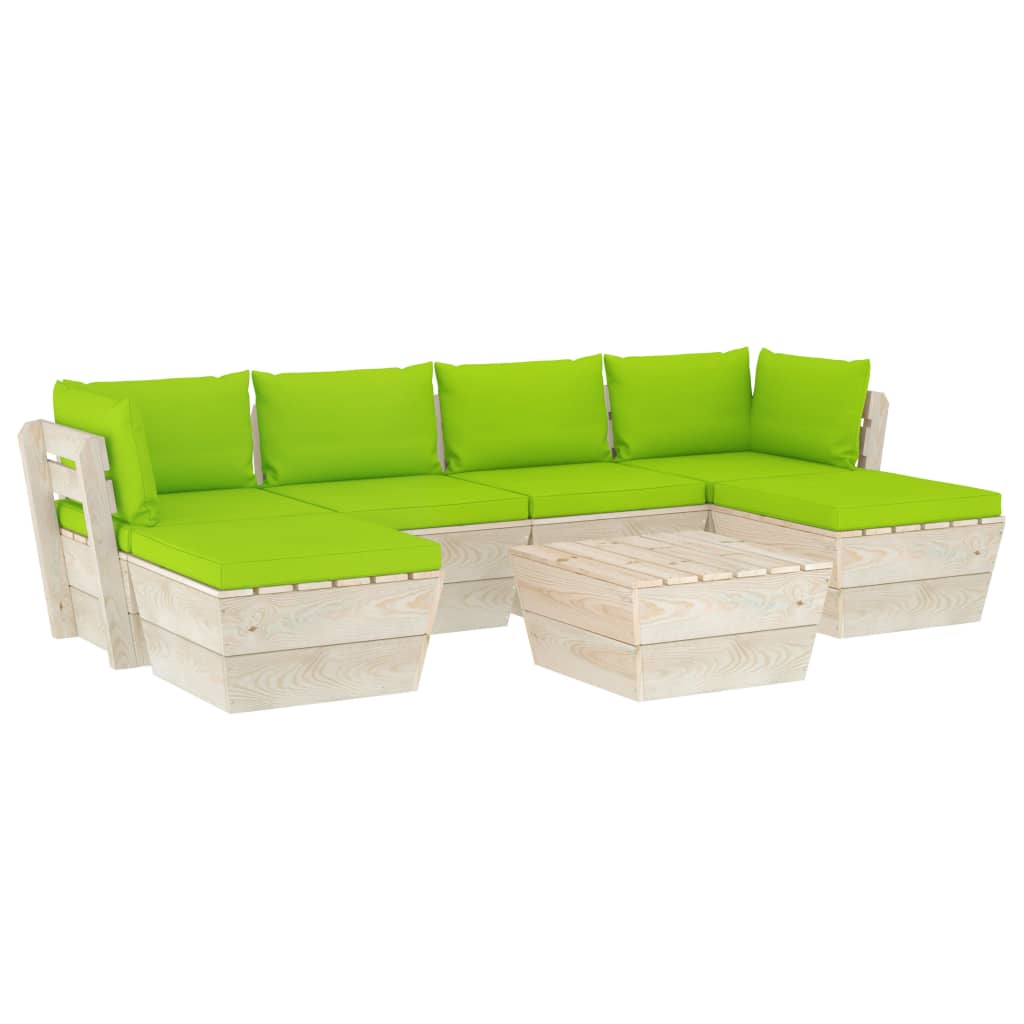 Mobilier de gradina cu 5 piese cu perne verde deschis, vidaXL, Lemn, 60 x 60 x 65 cm, Verde deschis