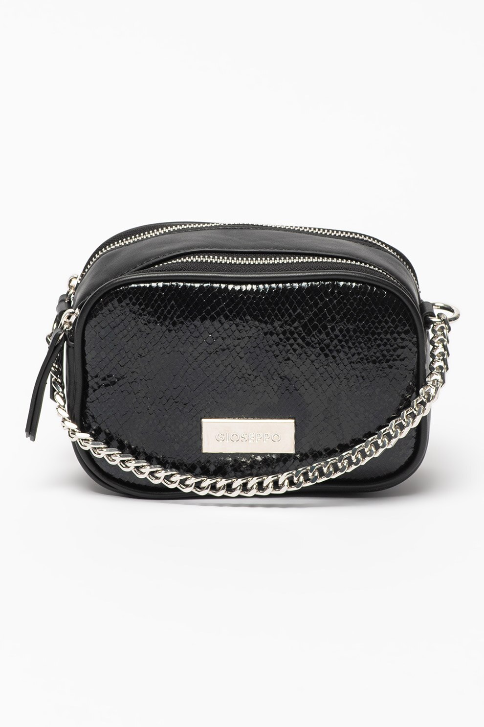 Gioseppo, Geanta crossbody de piele ecologica cu maner din lant Borlange, Negru
