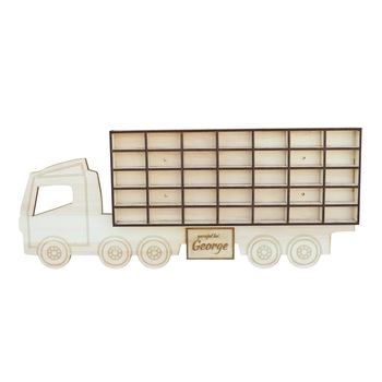 Raft in forma de camion pentru masinute personalizat din lemn 108 x 45 x 5 cm Raft in forma de camion pentru masinute personalizat din lemn 108 x 45 x 5 cm