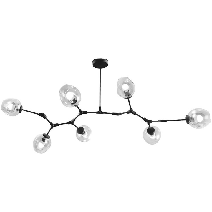 Lustra 7 surse de iluminare E 27, Rea, Otel, Negru, 1300x2500 mm