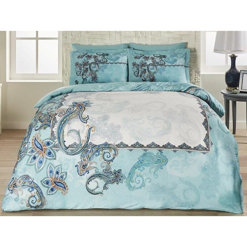Set lenjerie pat dublu satin 6 piese,Tac 240x260 cm, DELUX Digital Della