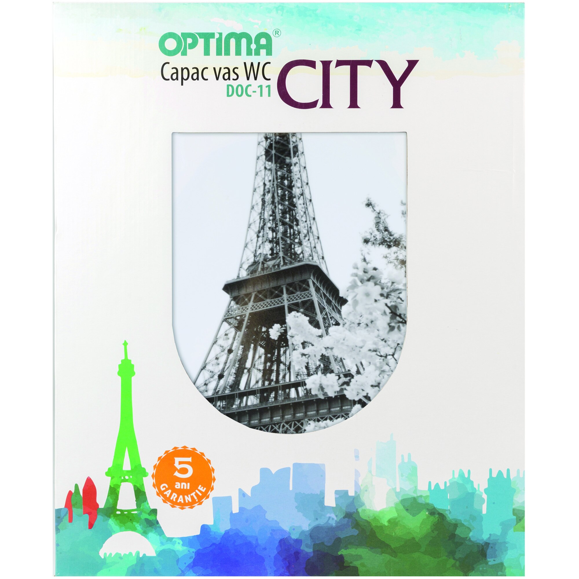 Capac WC universal Optima City, plastic, Tour Eiffel