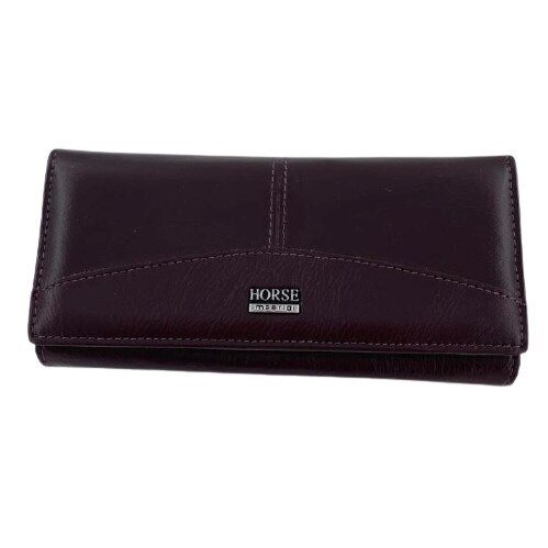 Portofel dama, Horse imperial, piele naturala, visiniu cu capsa, 18 cm