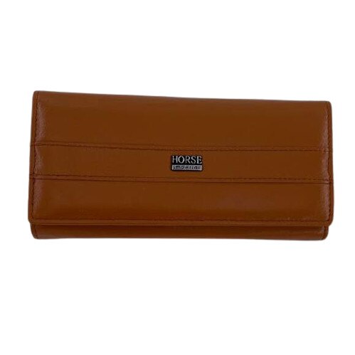 Portofel din piele, Horse imperial, dama, maro cu capsa, 18 cm