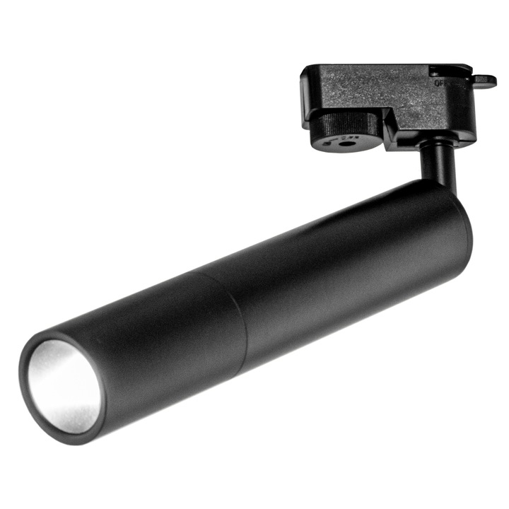 Spot LED 9W/ora, 1026lm - 50 000 ore, 4000K lumina naturala, directionabil pe sina monofazata, LED Market®, HQ-D375 slim, Corp negru, clasa energetica E