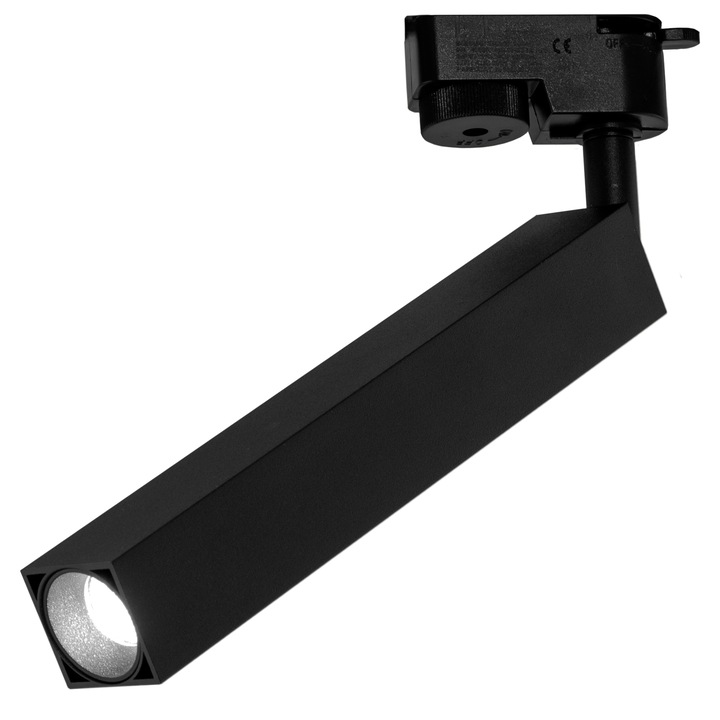 Spot LED 9W/ora, 1026lm - 50 000 ore, 4000K lumina naturala, directionabil pe sina monofazata, LED Market®, HQ-D403 slim, Corp negru, clasa energetica E