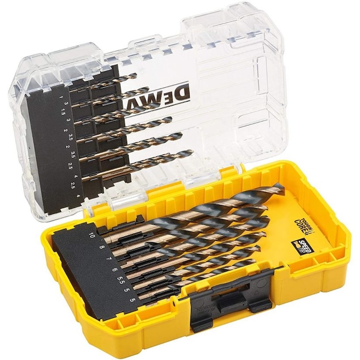 Set burghie pentru metal 19 bucati, 1 - 10mm, DeWALT, DT70728