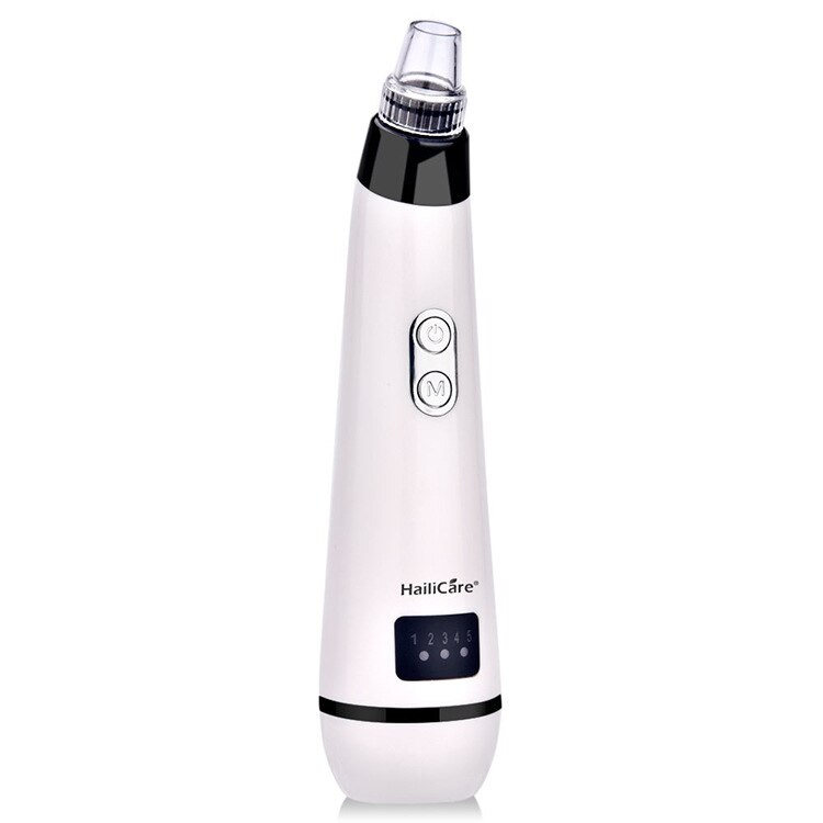 Aparat De Indepartat Puncte Negre eLIVE VA-2 Cu Vacuum, 5 Capete Interschimbabile, 5 Puteri Ajustabile, Curatare Faciala, Acnee, Puncte de Grasime, Alb
