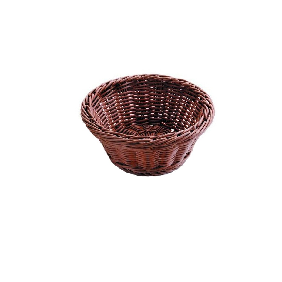 Cos rotund maro pentru paine, din ratan sintetic, dimensiuni 26x26X8 cm