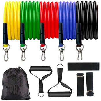 Set corzi elastice de rezistenta fitness, 5 culori cu dificultate diferita, cu ancora pentru usa, geanta de, curele pentru glezna, kinetoterapie, antrenamente la domiciliu, yoga, pilates Set corzi elastice de rezistenta fitness, 5 culori cu dificultate diferita, cu ancora pentru usa, geanta de, curele pentru glezna, kinetoterapie, antrenamente la domiciliu, yoga, pilates