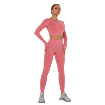 Set Sport 2 Piese Colanti si Bluza Crop cu Maneci, Rosu Set Sport 2 Piese Colanti si Bluza Crop cu Maneci, Rosu