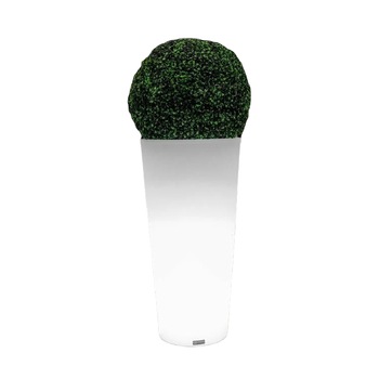 Ghiveci mare pentru plante, cu LED-uri integrate, D40, alb, cilindric, polietilena durabila, aspect modern Ghiveci mare pentru plante, cu LED-uri integrate, D40, alb, cilindric, polietilena durabila, aspect modern