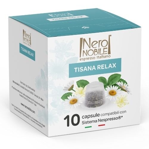 Capsule Compatibile Nespresso Tea Tisana Relax,10 bucati Nero Nobile, 60 g