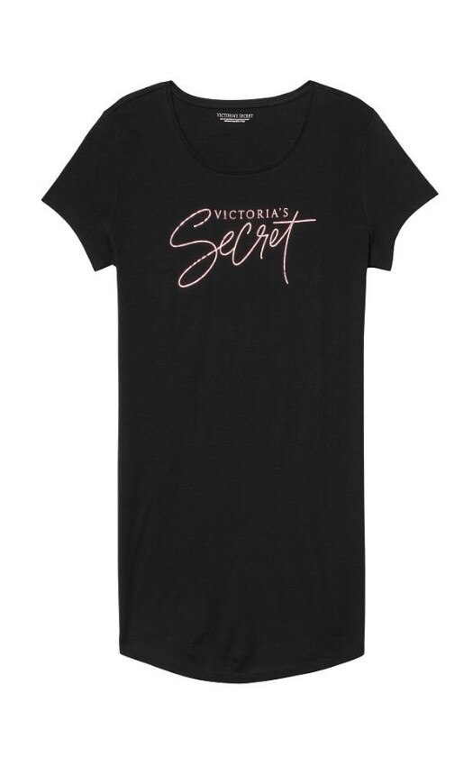 Camasa de Noapte VICTORIA'S SECRET Lightweight Pima Cotton Sleepshirt, Negru, Negru