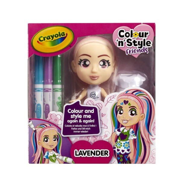 Set Papusa Crayola Color n Style lavabila , Lavender
