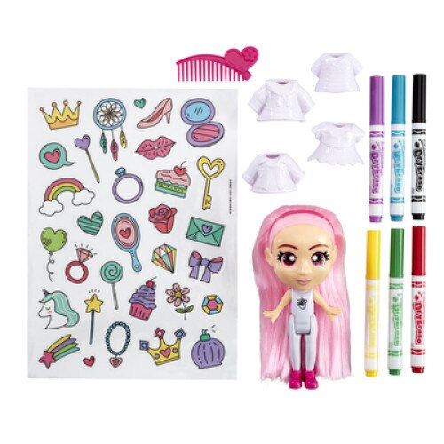 Set Papusa Crayola Color n Style lavabila, Rose