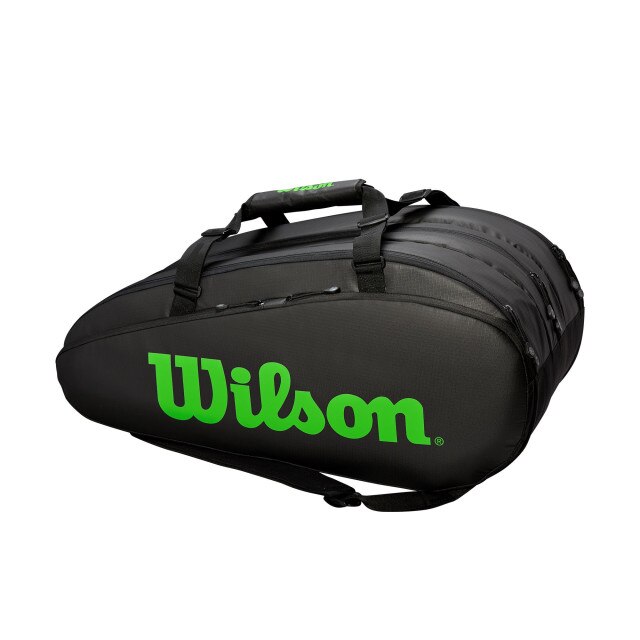 Geanta tenis Wilson Tour 3 Comp, 15 rachete, negru/verde