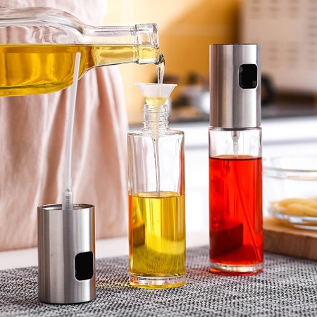 Dozator de ulei si otet din sticla, capacitate 100ML, Argintiu. Regal Trade