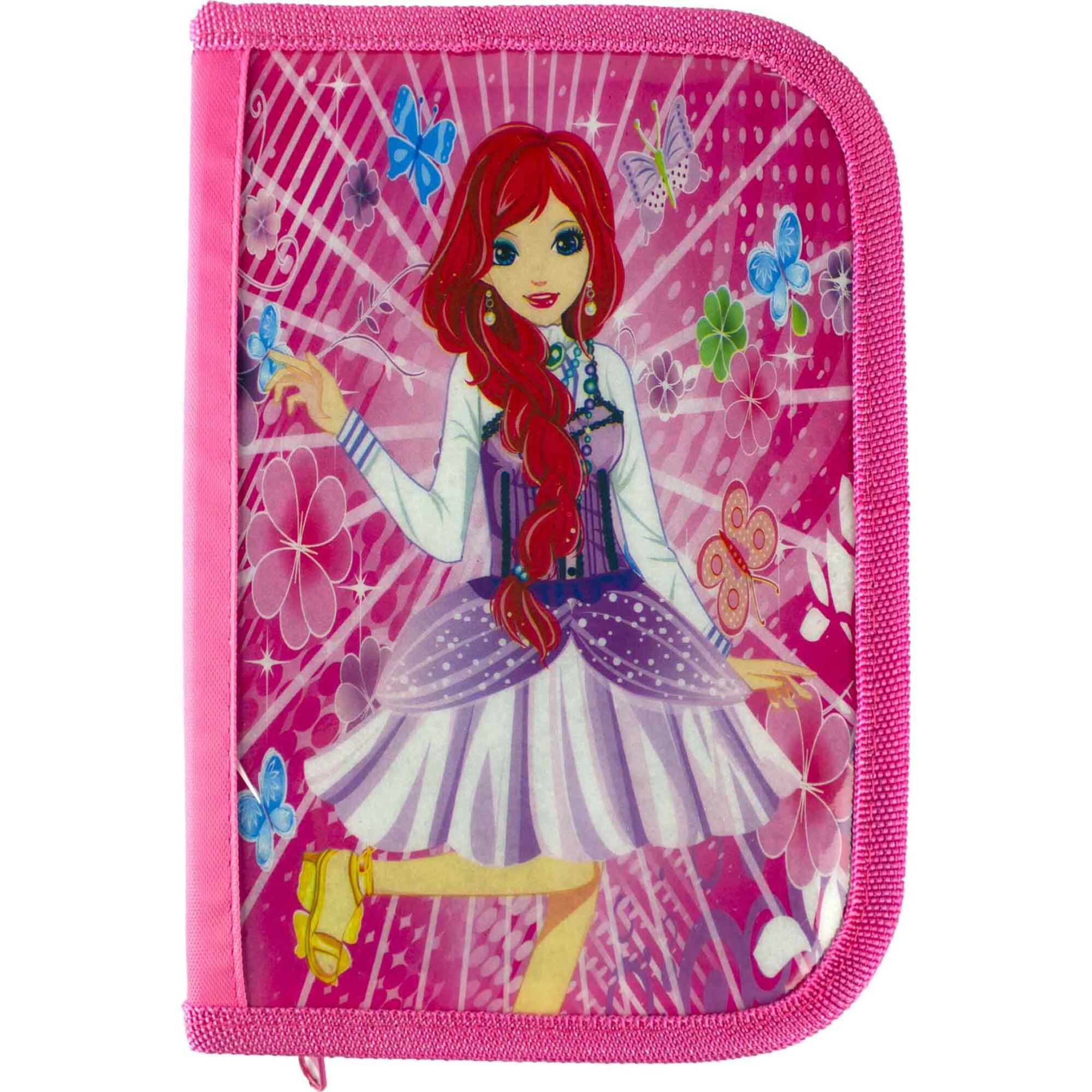 Penar EVOffice dreptunghiular rigid 19,5*13*3cm cu 1 fermoar si clapeta interioara -fete