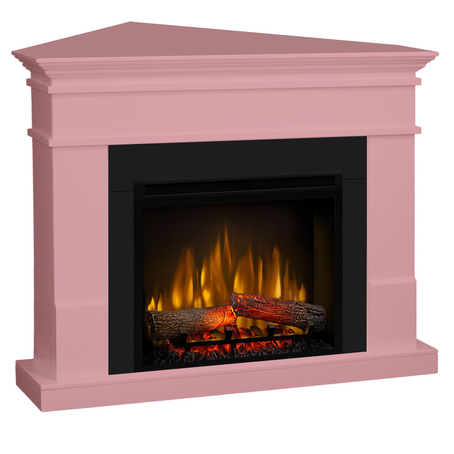 Semineu electric Lisabona Drept/Colt Pale Pink cu focar electric 3D Dimplex Optiflame XHD23 si sunet