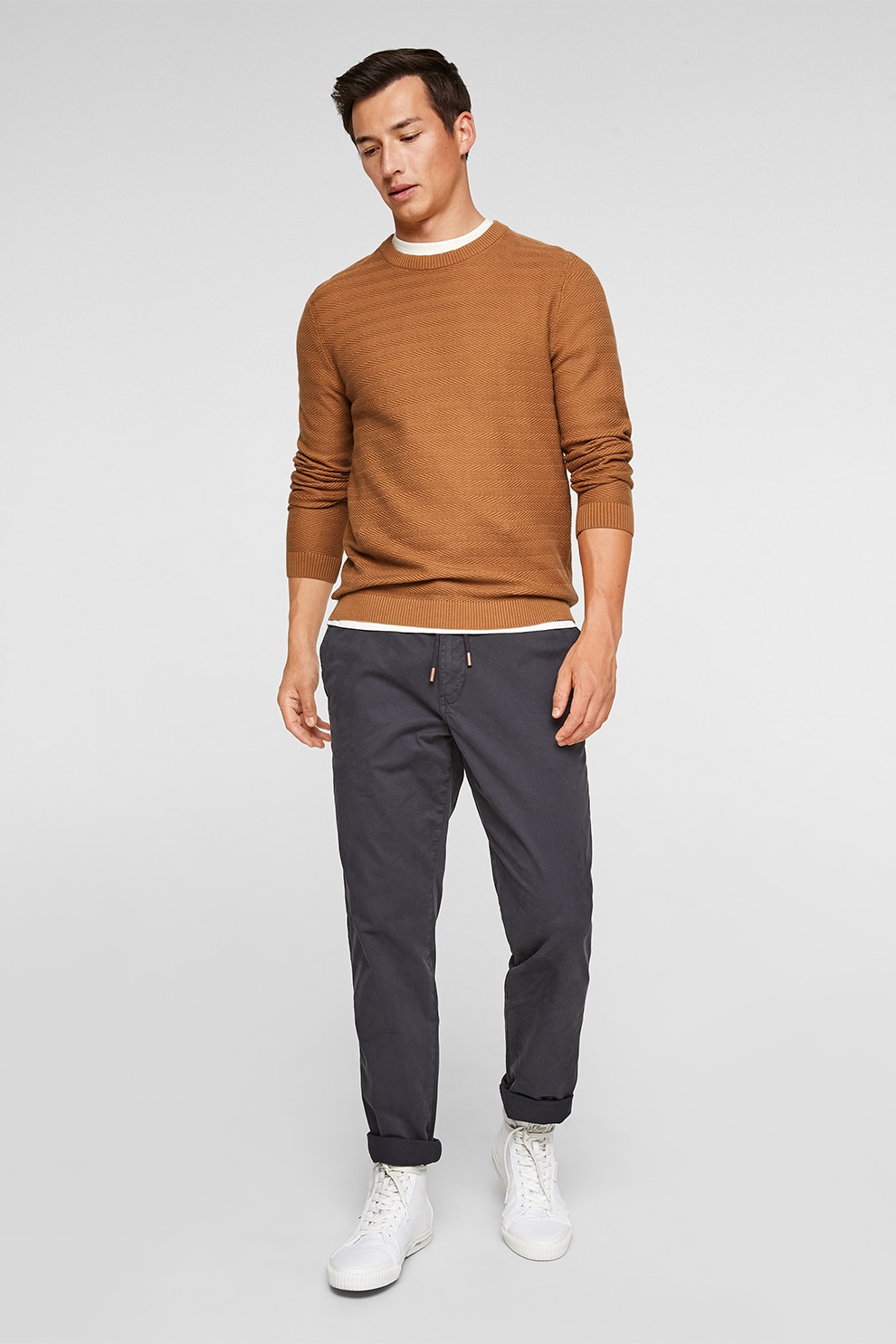 s.Oliver, Pulover regular fit cu aspect texturat, Oranj persan