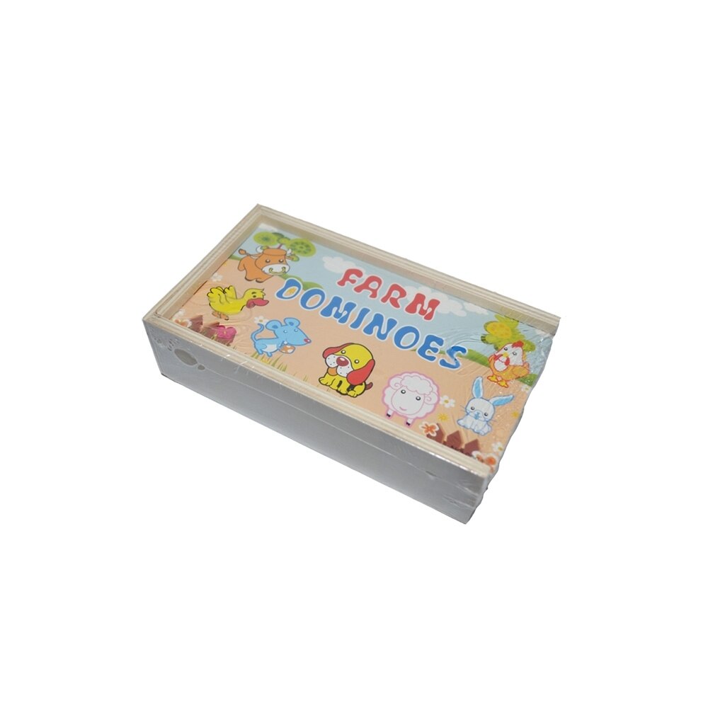 Joc Domino din lemn, 28 de piese, Ferma, Robentoys®