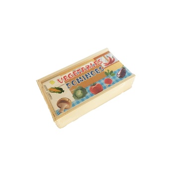 Joc Domino din lemn, 28 de piese, Legume, Robentoys® Joc Domino din lemn, 28 de piese, Legume, Robentoys®