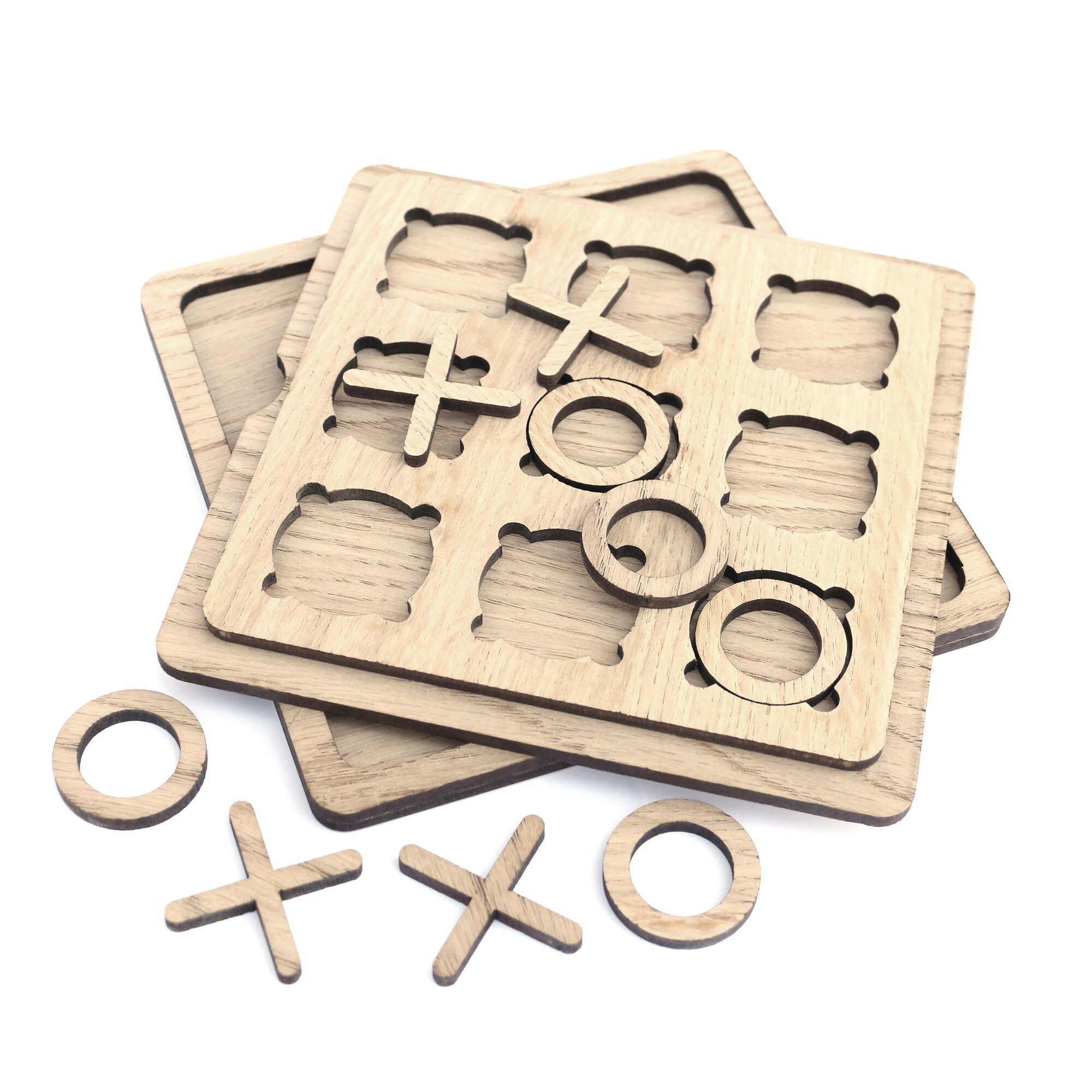 Joc educativ X si 0 din lemn 15 cm x 15 cm