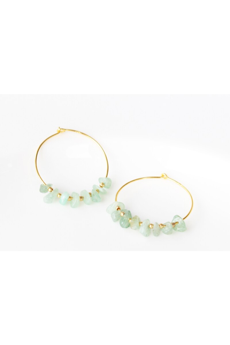 Cercei dama, Matica Jewellery, 30 mm, Argint placat cu aur, Auriu/Verde