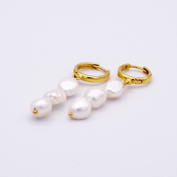 Cercei dama, Matica Jewellery, Perle, Argint placat cu aur, 17 x 10 mm