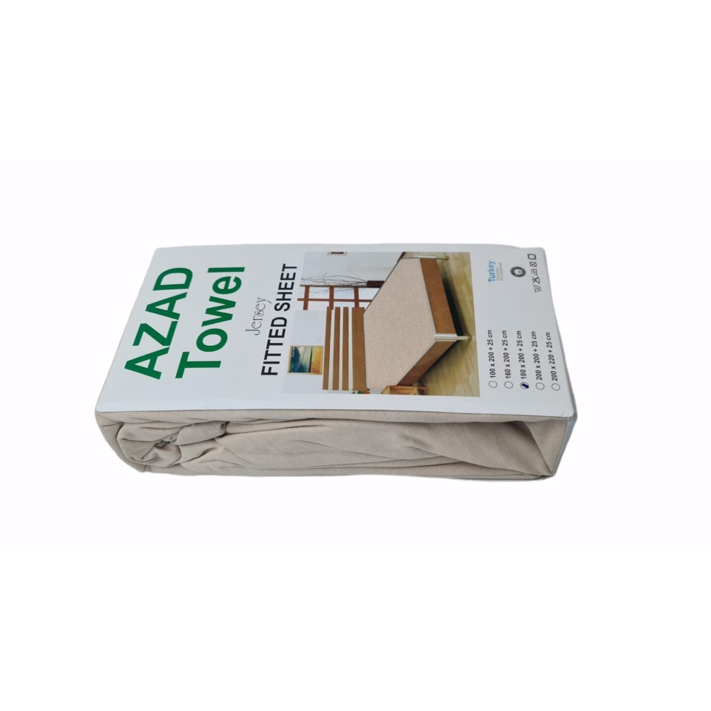 Husa de pat cu elastic, Bumbac 100%, 180 x 200 cm, Crem