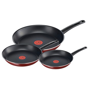 Set tigaie Tefal Simplicity B3059883, 20/24/28 cm, Tehnologie Thermo-Spot®, Rosu Set tigaie Tefal Simplicity B3059883, 20/24/28 cm, Tehnologie Thermo-Spot®, Rosu