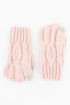 GAP, Manusi tricotate cu model torsade, Roz pastel/Gri, L Standard GAP, Manusi tricotate cu model torsade, Roz pastel/Gri, L Standard