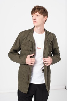 GAP, Jacheta de bumbac cu buzunare cu clapa, Verde feriga GAP, Jacheta de bumbac cu buzunare cu clapa, Verde feriga