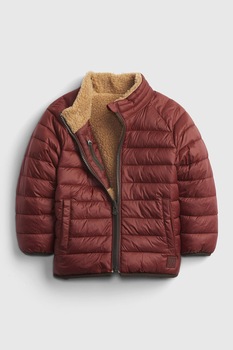 GAP, Geaca reversibila cu aspect matlasat si material teddy, Rosu inchis GAP, Geaca reversibila cu aspect matlasat si material teddy, Rosu inchis