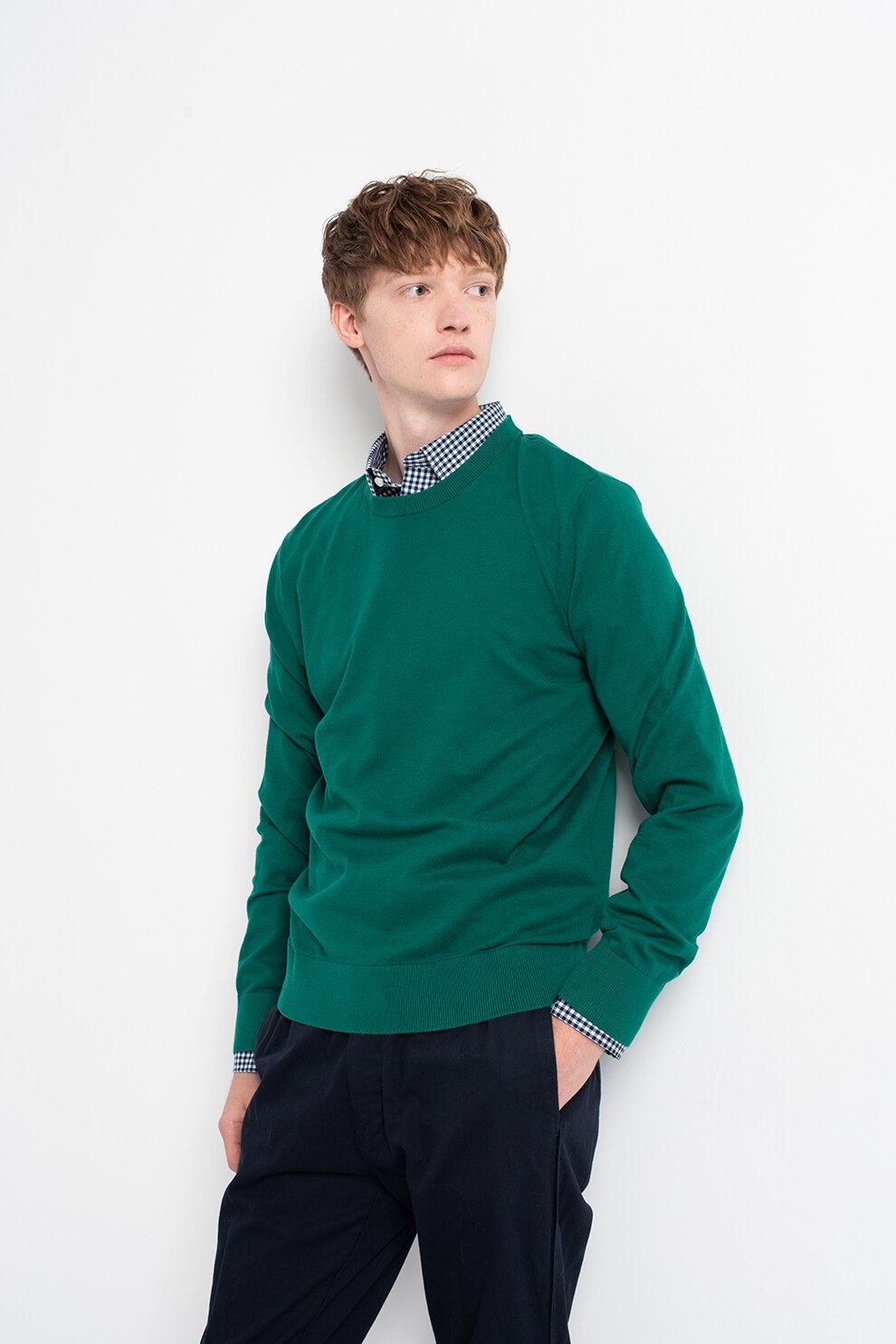 GAP, Pulover tricotat fin de bumbac, Verde