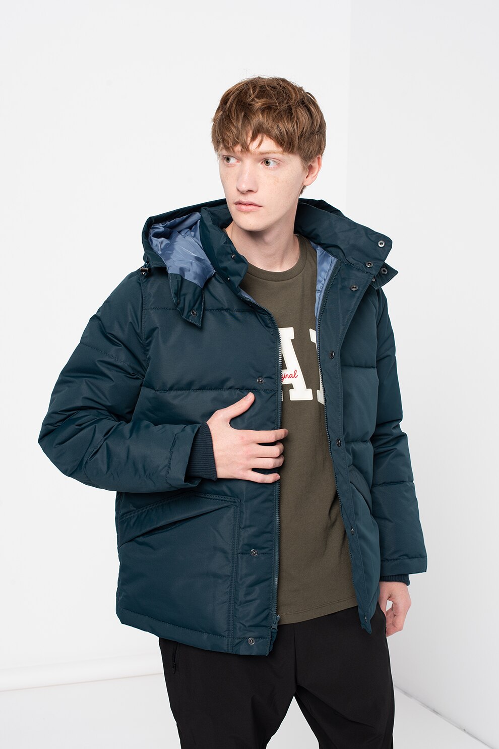 GAP, Geaca impermeabila cu gluga, Albastru inchis, M