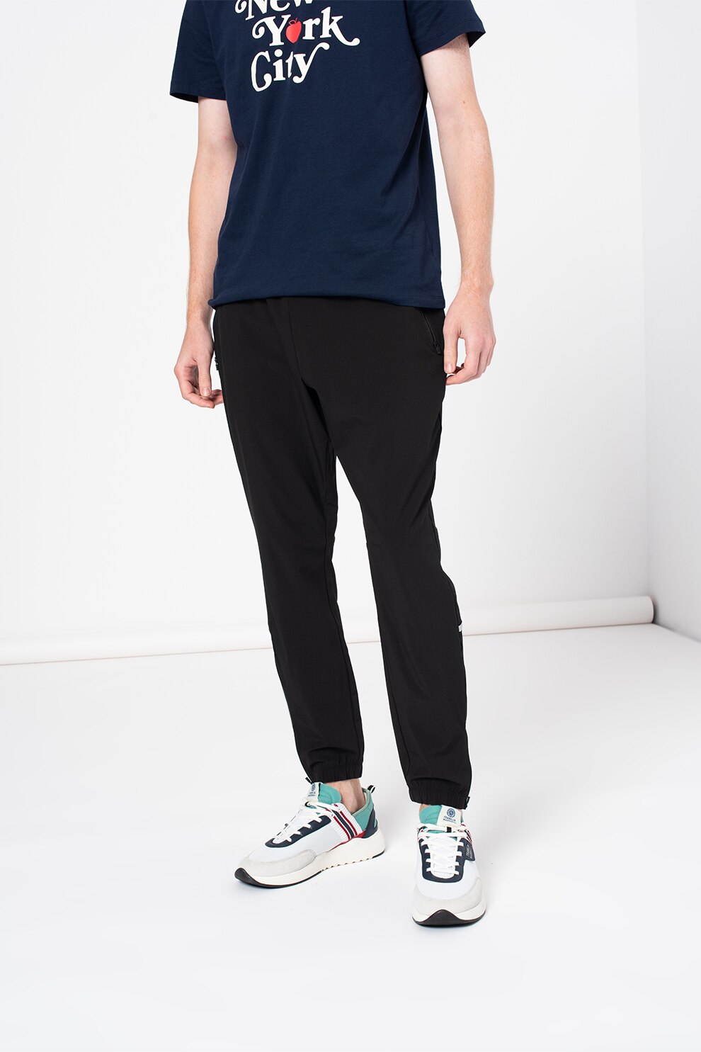 GAP, Pantaloni sport cu talie elastica, Negru