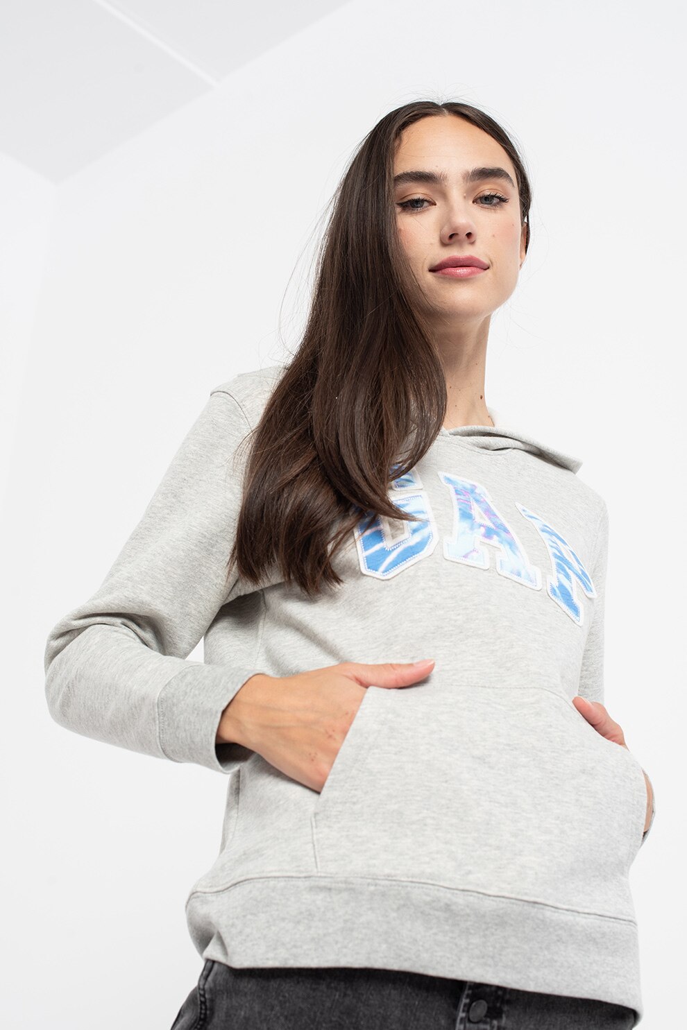 GAP, Hanorac cu buzunar kangaroo, Gri melange