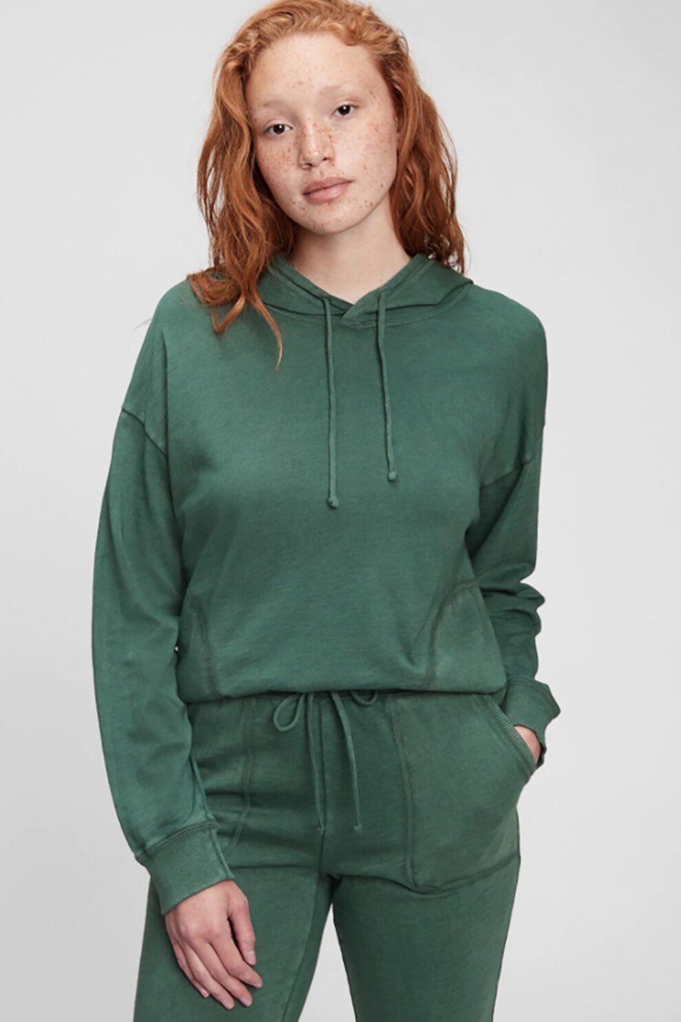 GAP, Hanorac de bumbac cu maneci cazute, Verde