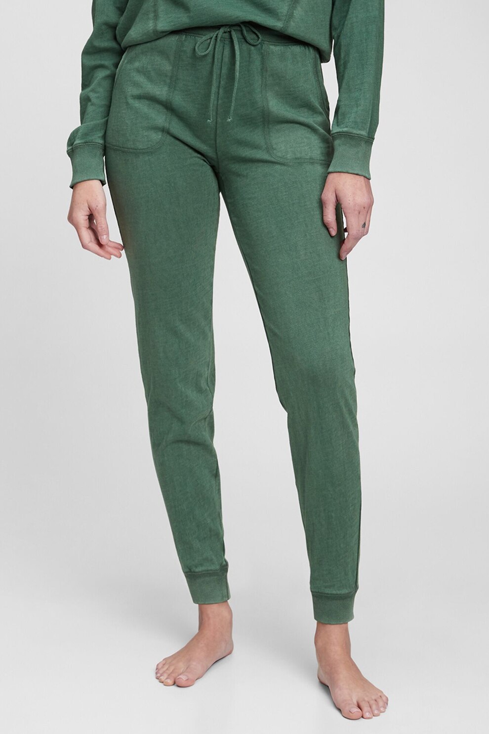 GAP, Pantaloni sport conici cu snur, Verde, M