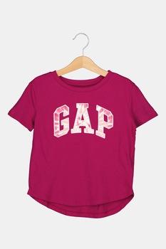 GAP, Tricou asimetric cu imprimeu logo, Roz fandango/Alb GAP, Tricou asimetric cu imprimeu logo, Roz fandango/Alb