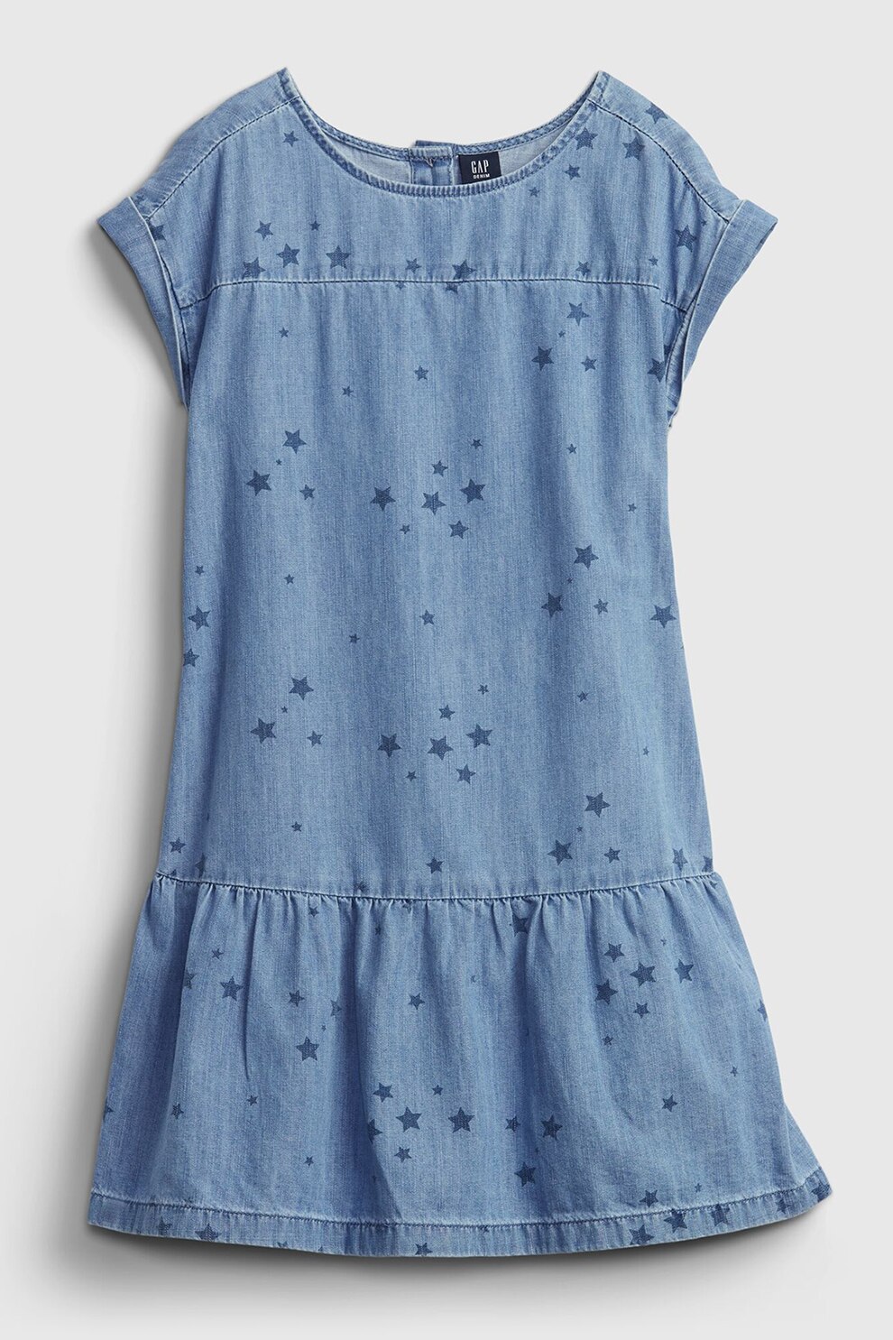 GAP, Rochie din denim cu model cu stele, Albastru lavanda