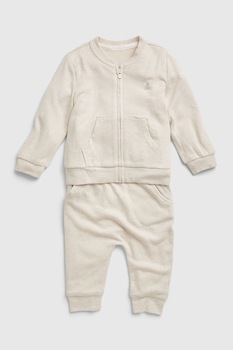 GAP, Set de bluza sport cu fermoar si pantaloni - 2 piese, Bej GAP, Set de bluza sport cu fermoar si pantaloni - 2 piese, Bej