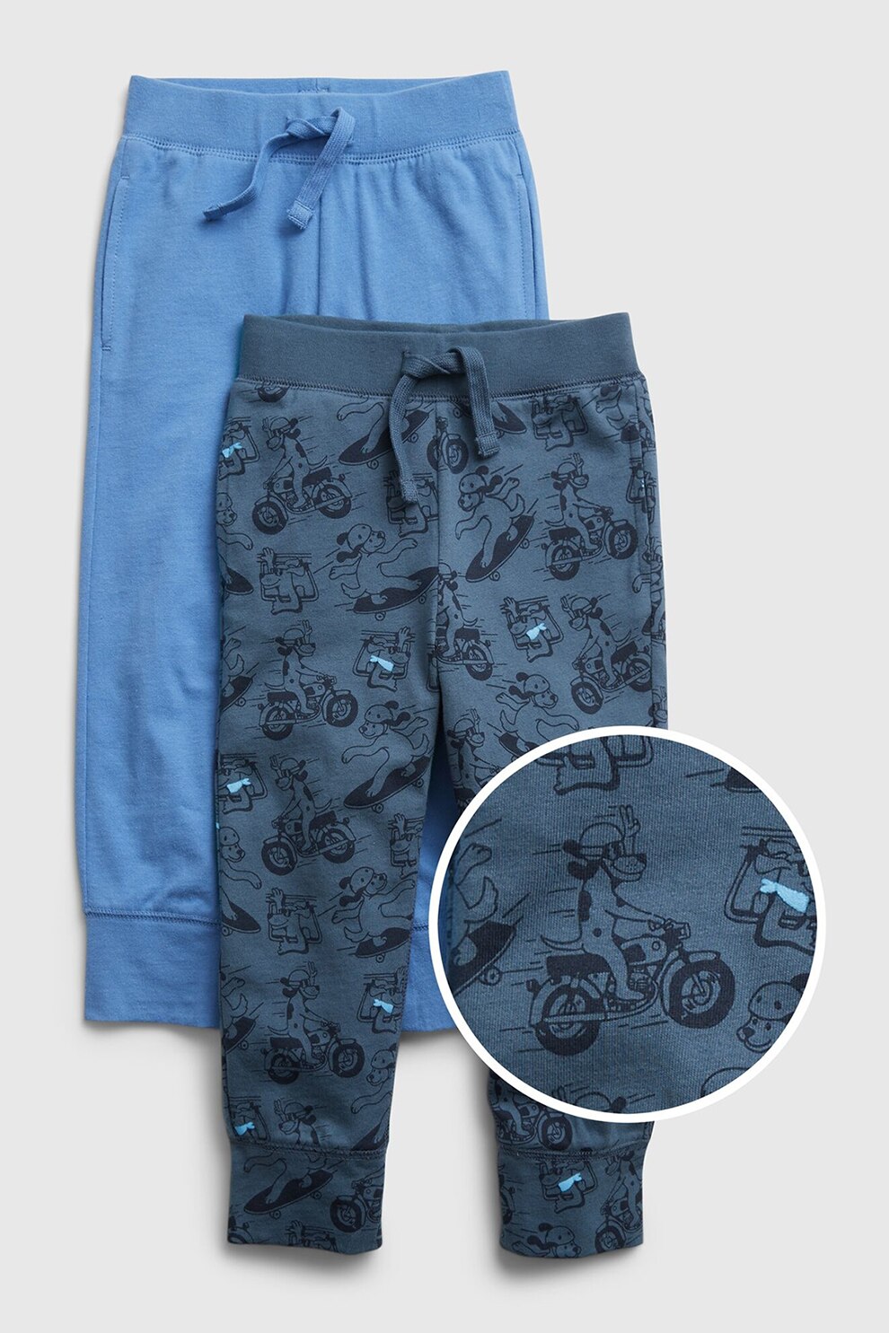 GAP, Set de pantaloni sport din bumbac organic - 2 perechi, Albastru