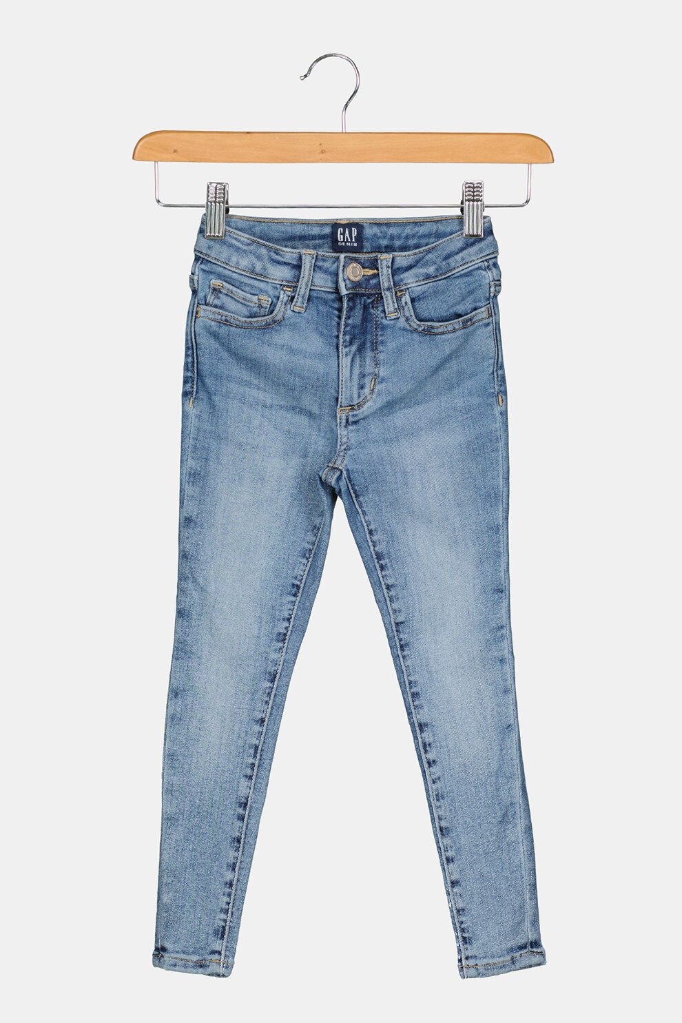 GAP, Blugi slim fit cu aspect decolorat, Albastru