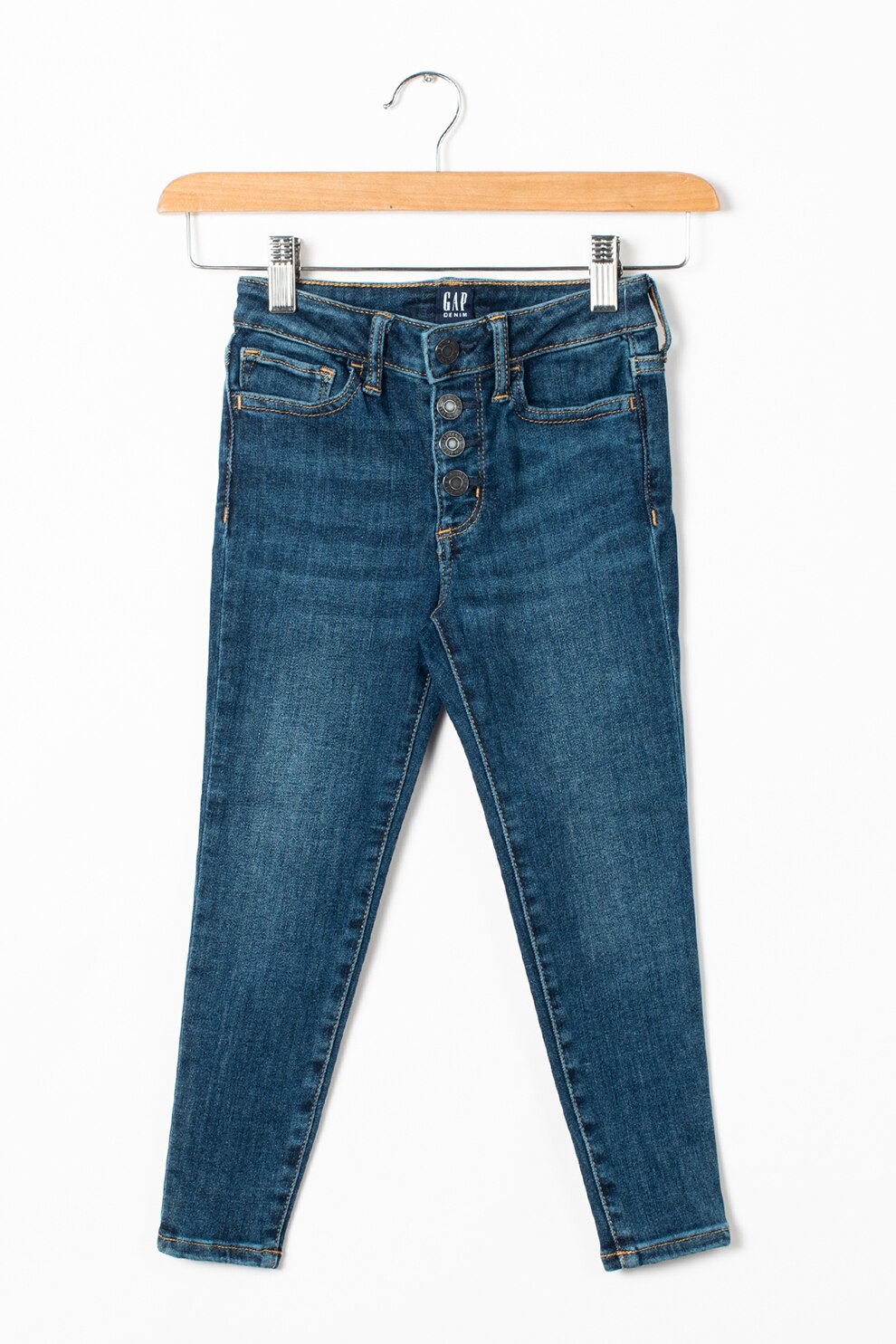 GAP, Blugi skinny cu talie inalta, Albastru