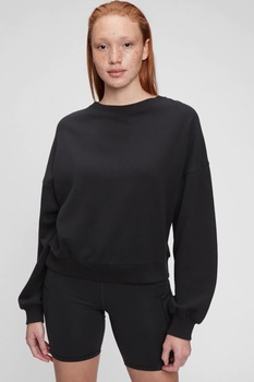 GAP, Bluza sport relaxed fit cu decolteu la baza gatului, Negru GAP, Bluza sport relaxed fit cu decolteu la baza gatului, Negru