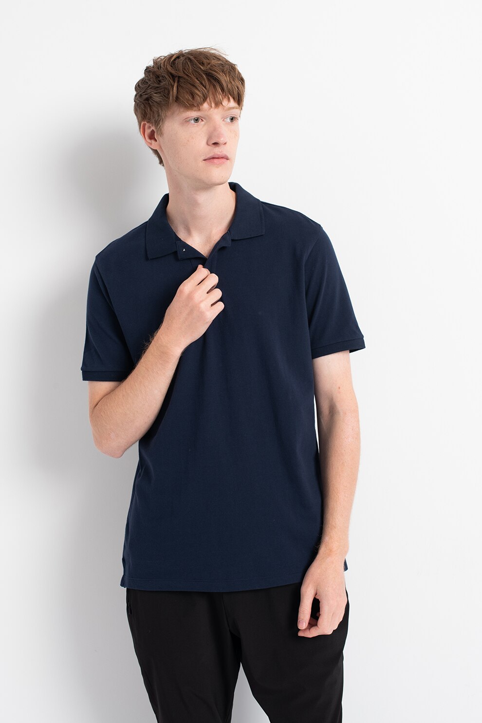 GAP, Set de tricouri polo din amestec de bumbac - 3 piese, Alb/Negru/Bleumarin
