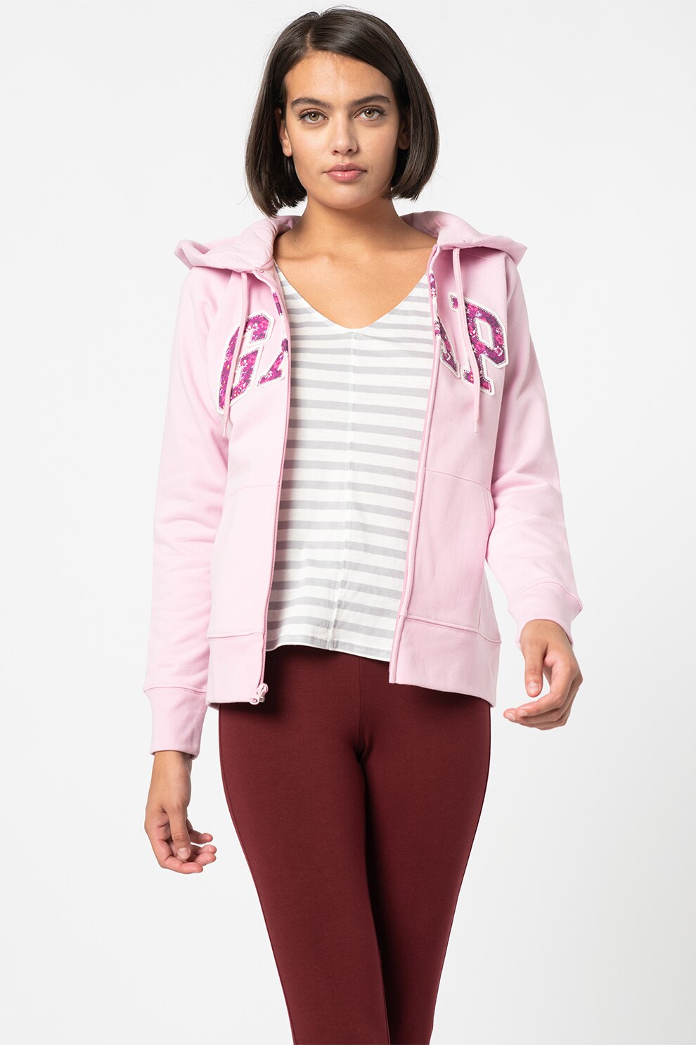 GAP, Hanorac cu fermoar si logo, Roz